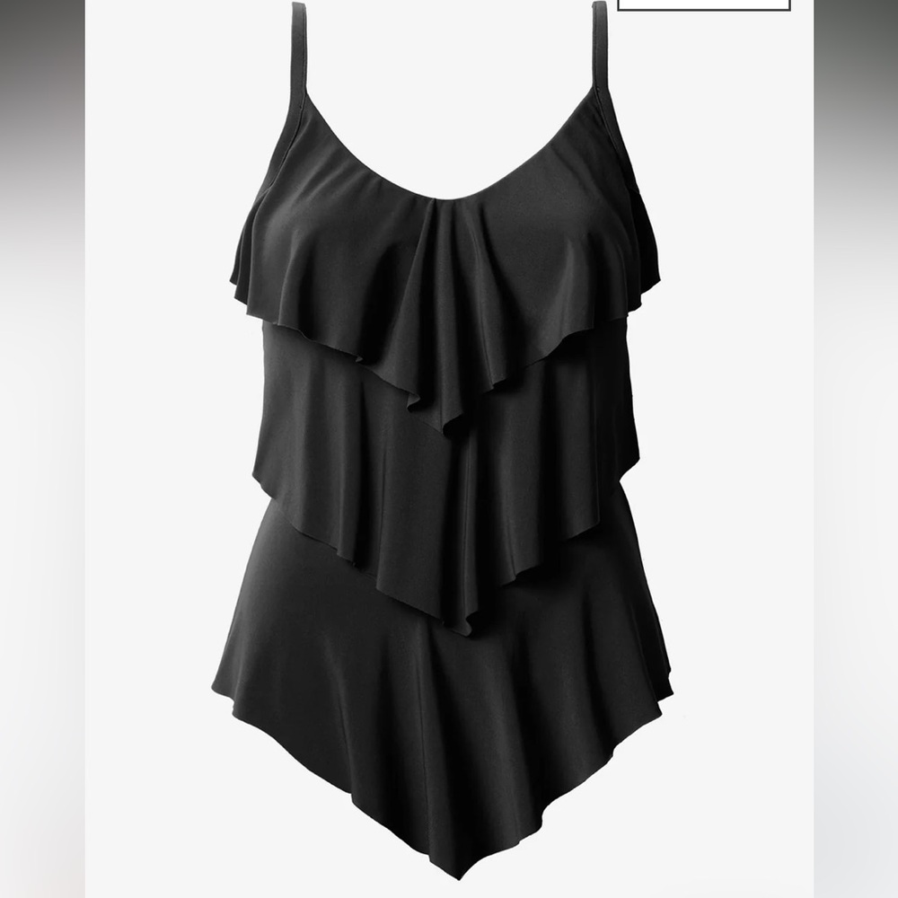 Magicsuit Black Ruffled Tankini Top